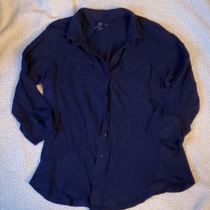 New York & Co Navy Button up top